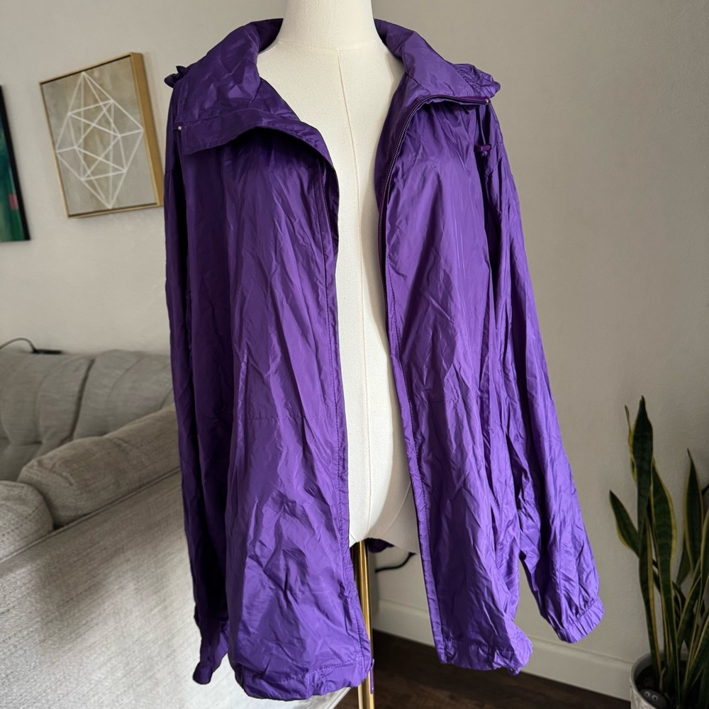 Eddie Bauer Men’s L Purple Windbreaker Jacket Zip Up Vintage Rare EBTEK 90s